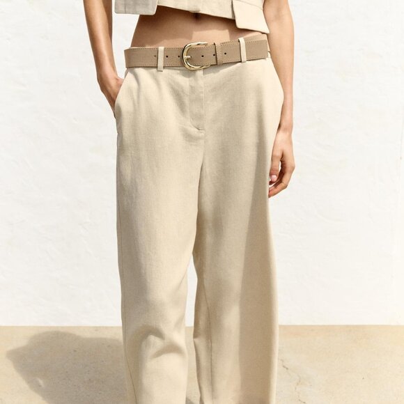 ZARA LINEN CULOTTES WITH BELT - Medium - NWT - Picture 4 of 5